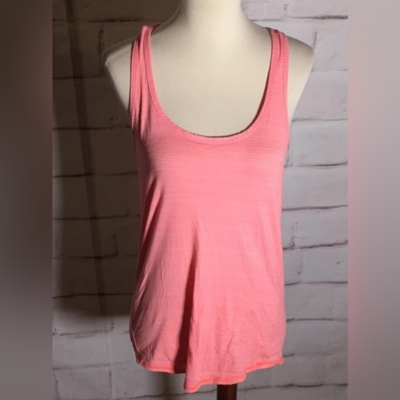 Lululemon Coral Striped Tank Keyhole Back Size Large. - Picture 2 of 4